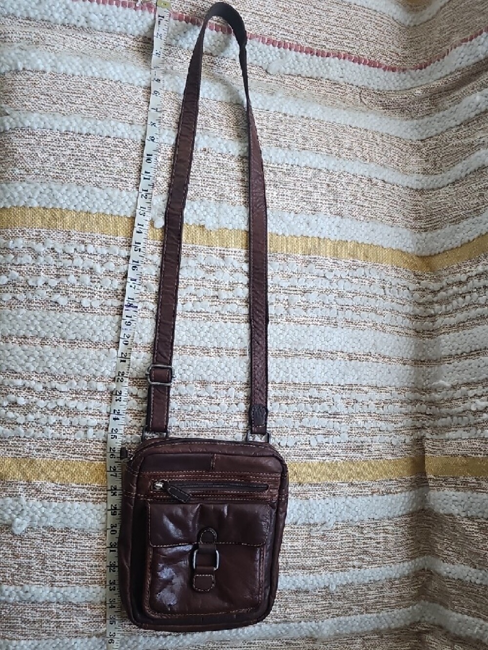 Handmade Voyager Slim Crossbody Bag - Brown - Picture 8 of 13